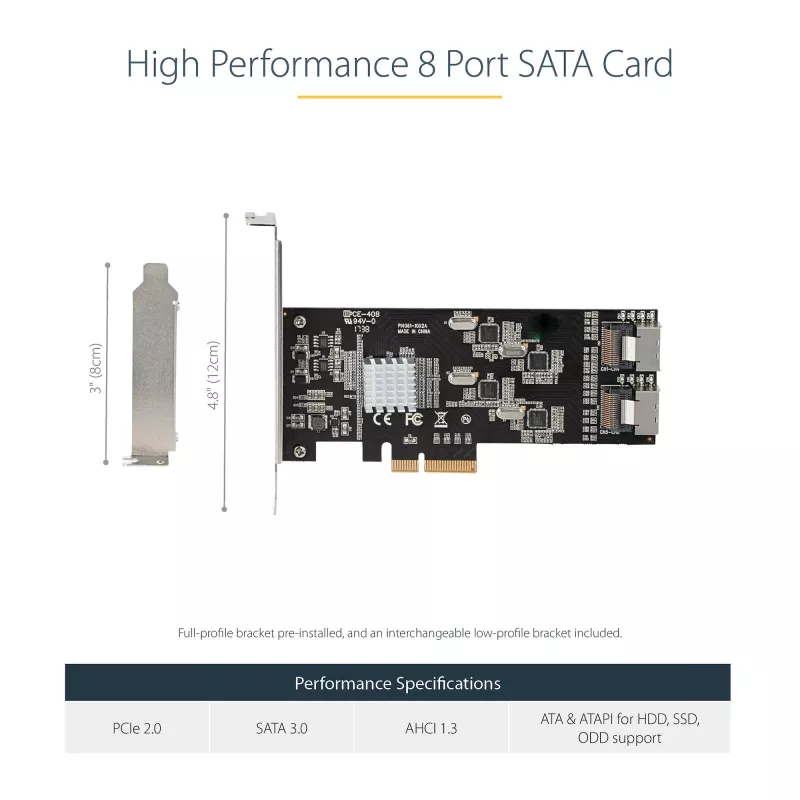 StarTech.com 8 prievadų SATA PCIe kortelė - PCI Express 6Gbps SATA plėtimo adapteris su 4 valdikliais - SATA PCIe valdiklio kortelė - PCI-e x4 Gen 2 į SATA III - SATA HDD/SSD