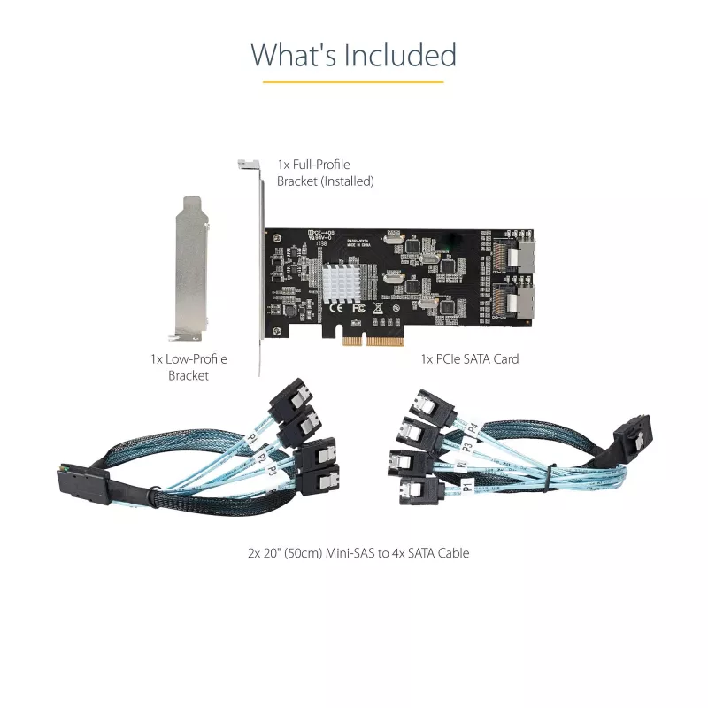 StarTech.com 8 prievadų SATA PCIe kortelė - PCI Express 6Gbps SATA plėtimo adapteris su 4 valdikliais - SATA PCIe valdiklio kortelė - PCI-e x4 Gen 2 į SATA III - SATA HDD/SSD