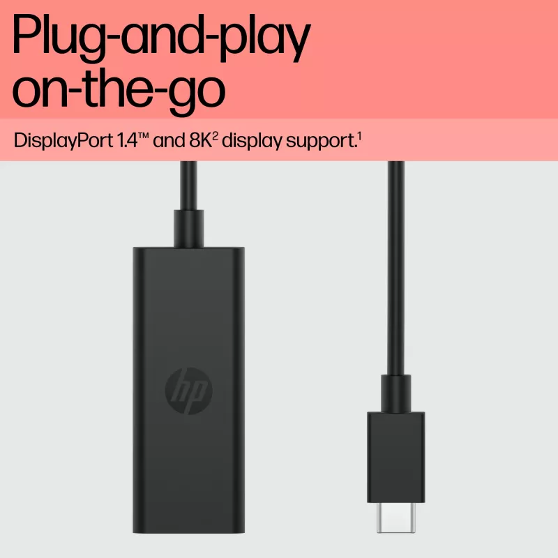 HP USB-C į DisplayPort adapteris G2, 0,12 m, DisplayPort, USB Type-C, Moteriška, Vyriška, 7680 x 4320 pikselių