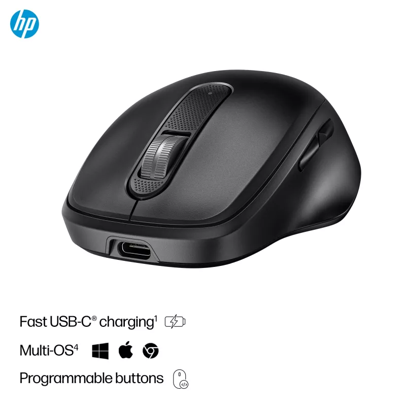 HP 510 Ultra-Greitai Įkraunama Belaidė Pelė, Abirankė, RF Belaidis Ryšys, 4000 DPI, Juoda