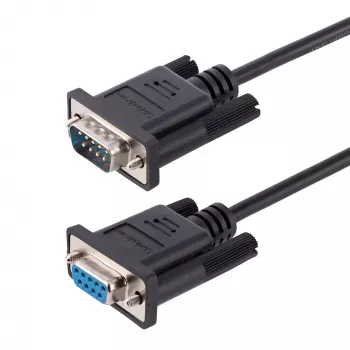 StarTech.com 3m RS232 Serial Null Modem kabelis, crossover serialinis kabelis su Al-Mylar ekranavimu, DB9 COM prievado kabelis, moteriškas-į-vyrišką, suderinamas su DTE įrenginiais, juodas, F/M