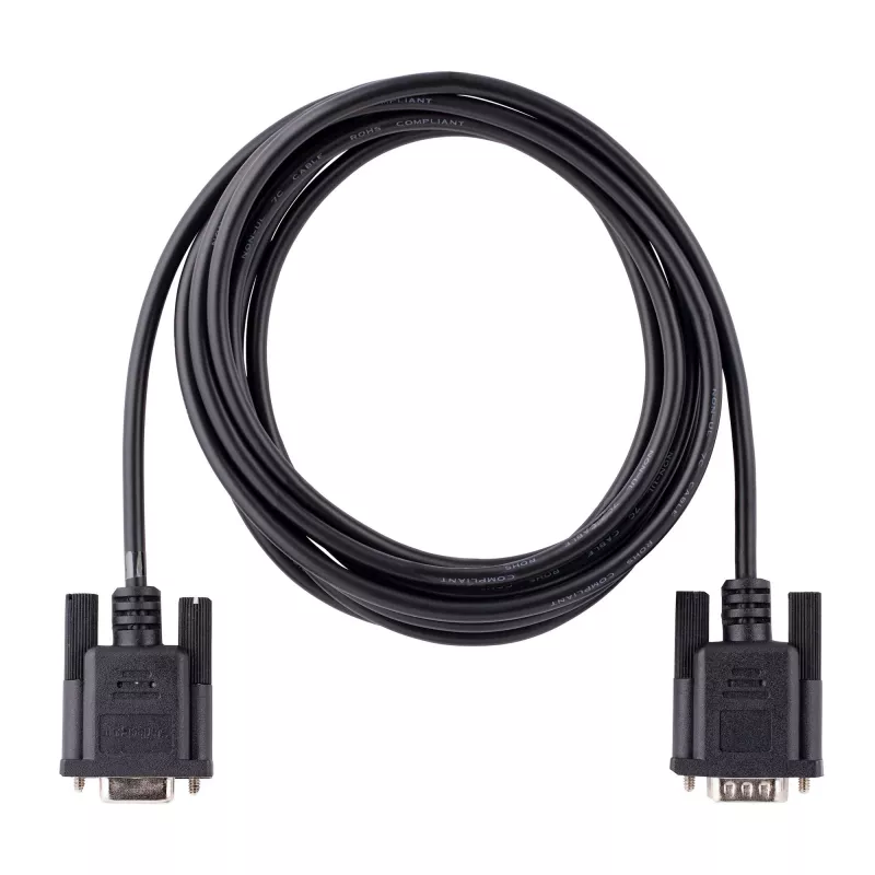 StarTech.com 3m RS232 Serial Null Modem kabelis, crossover serialinis kabelis su Al-Mylar ekranavimu, DB9 COM prievado kabelis, moteriškas-į-vyrišką, suderinamas su DTE įrenginiais, juodas, F/M