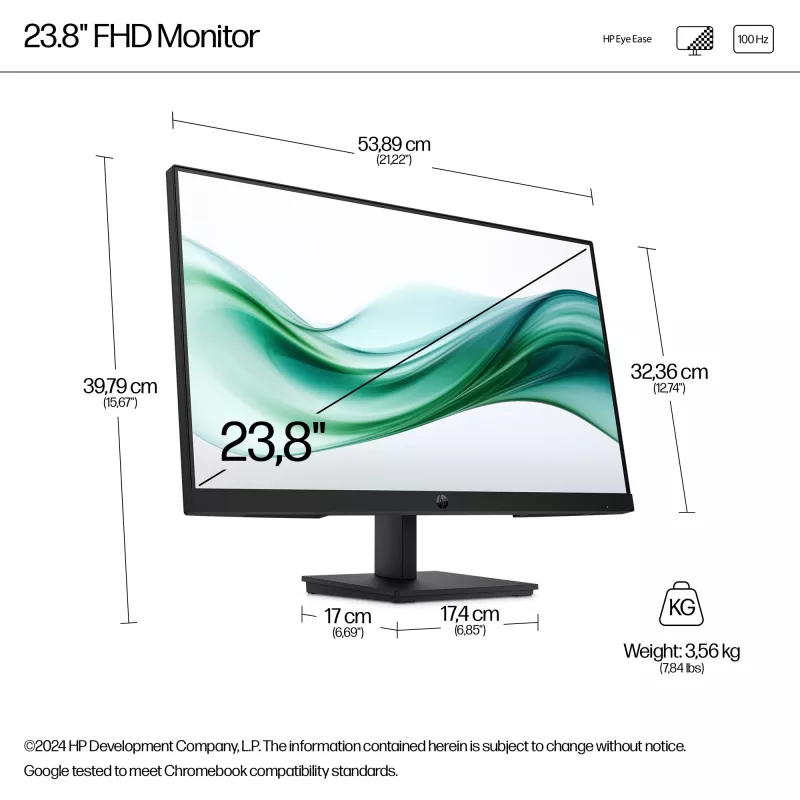 HP Series 3 Pro 23.8 colio FHD monitorius - 324pv, 60.5 cm (23.8 colio), 1920 x 1080 pikselių, Full HD, LCD, 5 ms, juodas