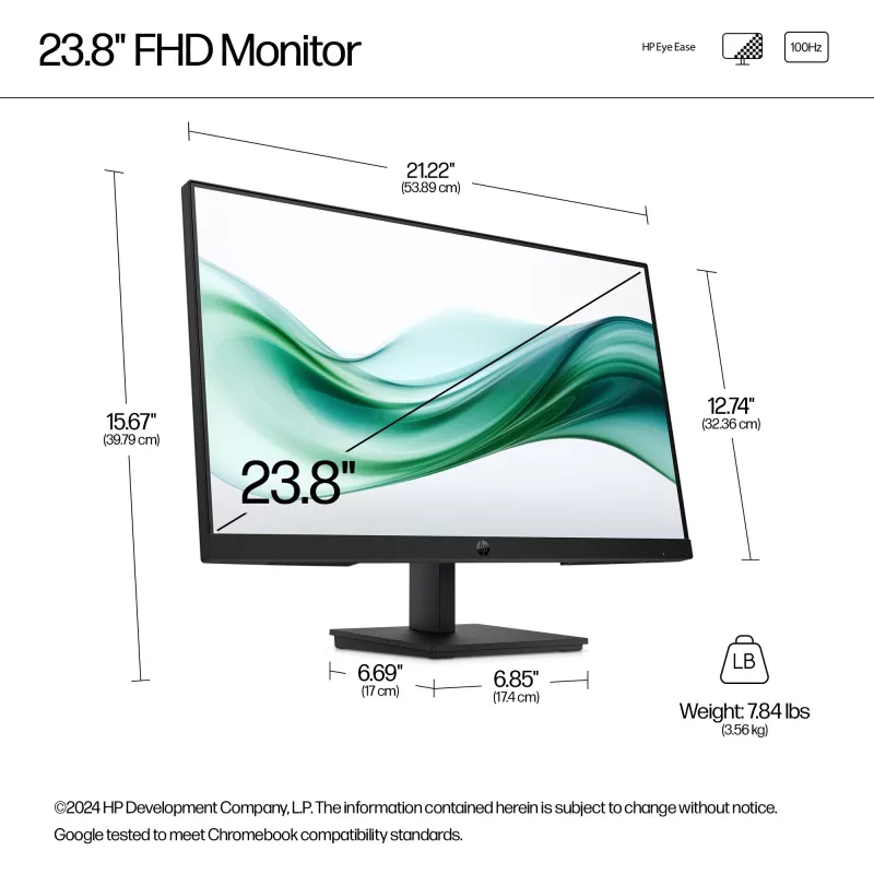 HP Series 3 Pro 23.8 colio FHD monitorius - 324pv, 60.5 cm (23.8 colio), 1920 x 1080 pikselių, Full HD, LCD, 5 ms, juodas