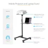 StarTech.com ADJPROJCART mobilus projektoriaus ir nešiojamojo kompiuterio stovas – sunkiasvoris nešiojamas projektoriaus stovas (2 lentynos, kiekviena laiko 10 kg) – reguliuojamo aukščio riedantis pristatymo vežimėlis su užrakinamais ratukais