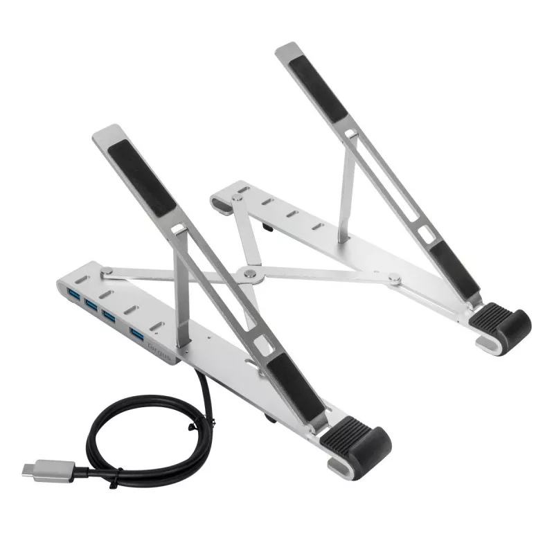Targus AWU100205GL nešiojamojo kompiuterio pakyla su 4 USB prievadų šakotuvu, 25,4–39,6 cm (10–15,6 colio), sidabrinė