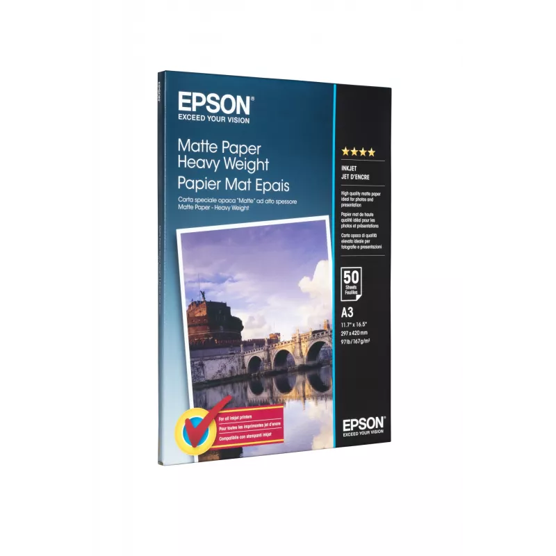 Epson Matte Paper Heavy Weight, A3, 167 g/m², matinis, 50 lapų