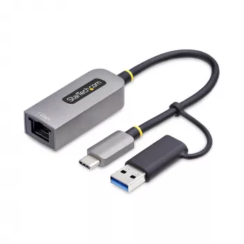 StarTech.com USB-C į Ethernet adapteris su USB-A lizdu, 10/100/1000Mbps, USB 3.0 į Gigabit Ethernet tinklo adapteris, 6 col./15 cm integruotas kabelis, USB GbE adapteris
