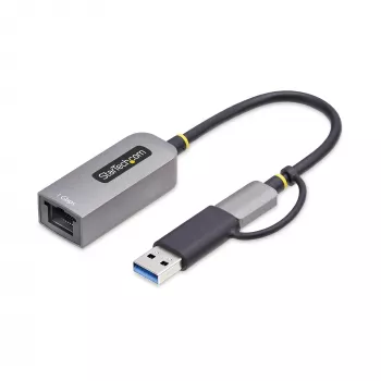 StarTech.com USB-C į Ethernet adapteris su USB-A lizdu, 10/100/1000Mbps, USB 3.0 į Gigabit Ethernet tinklo adapteris, 6 col./15 cm integruotas kabelis, USB GbE adapteris