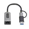 StarTech.com USB-C į Ethernet adapteris su USB-A lizdu, 10/100/1000Mbps, USB 3.0 į Gigabit Ethernet tinklo adapteris, 6 col./15 cm integruotas kabelis, USB GbE adapteris