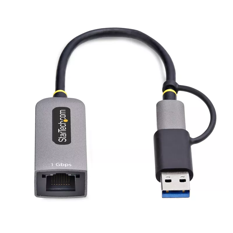 StarTech.com USB-C į Ethernet adapteris su USB-A lizdu, 10/100/1000Mbps, USB 3.0 į Gigabit Ethernet tinklo adapteris, 6 col./15 cm integruotas kabelis, USB GbE adapteris
