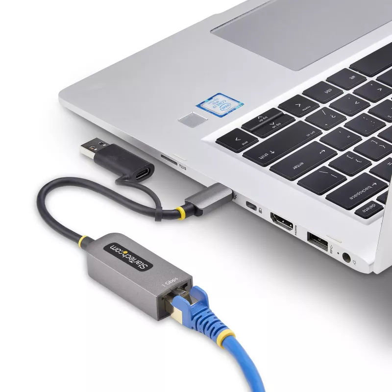 StarTech.com USB-C į Ethernet adapteris su USB-A lizdu, 10/100/1000Mbps, USB 3.0 į Gigabit Ethernet tinklo adapteris, 6 col./15 cm integruotas kabelis, USB GbE adapteris
