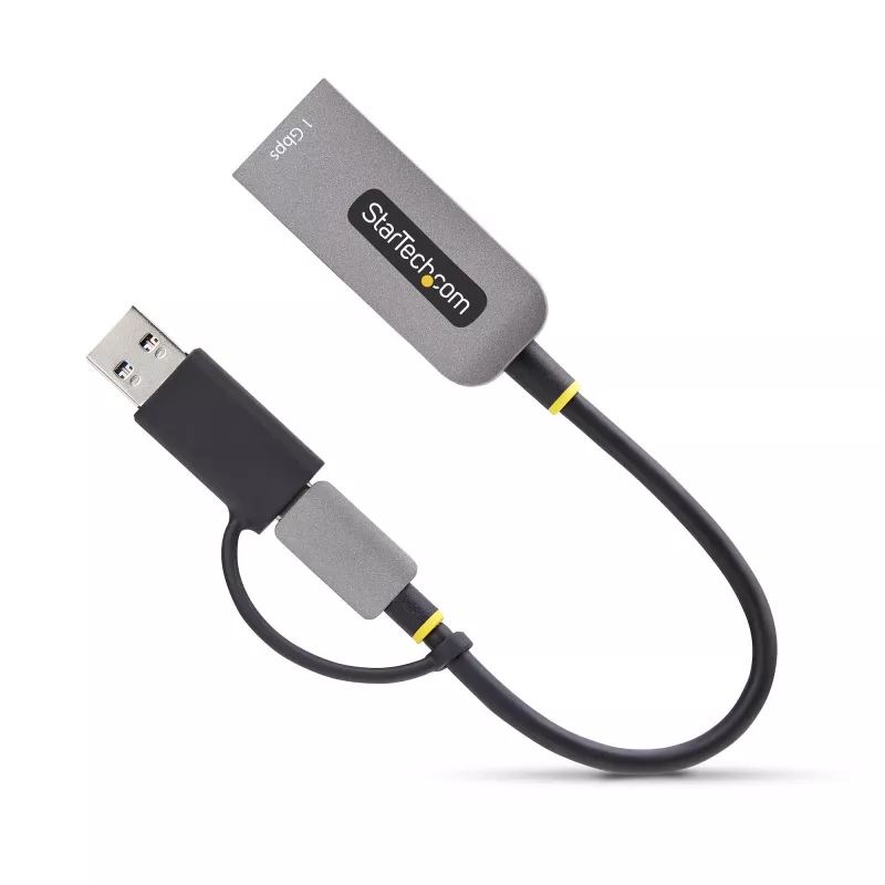 StarTech.com USB-C į Ethernet adapteris su USB-A lizdu, 10/100/1000Mbps, USB 3.0 į Gigabit Ethernet tinklo adapteris, 6 col./15 cm integruotas kabelis, USB GbE adapteris