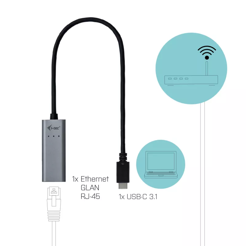 i-tec Metal USB-C Gigabit Ethernet Adapter, pilka spalva
