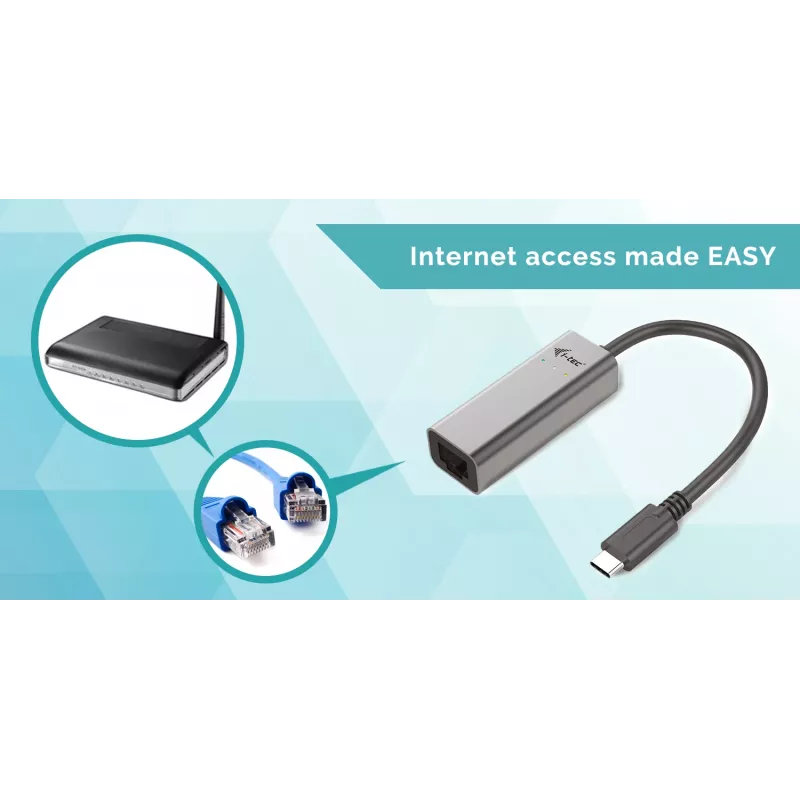 i-tec Metal USB-C Gigabit Ethernet Adapter, pilka spalva
