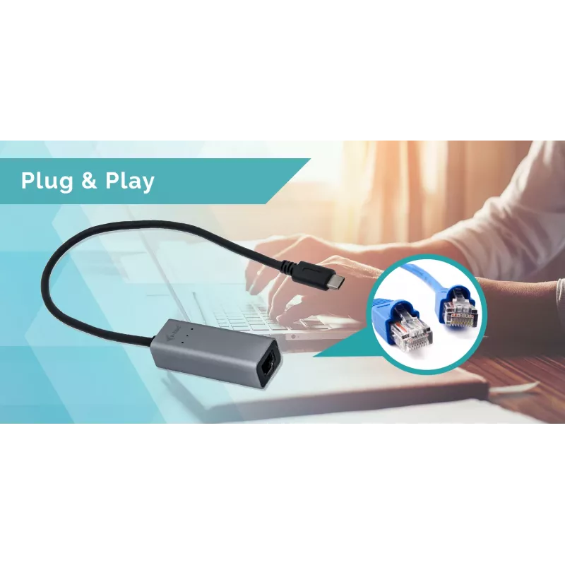 i-tec Metal USB-C Gigabit Ethernet Adapter, pilka spalva