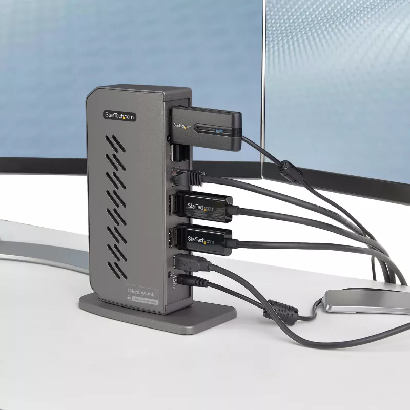 StarTech.com USB-C USB-A Dock - Hibridinė universali USB 3.0 stotelė, skirta USB-C arba USB-A nešiojamiesiems kompiuteriams - dvigubas monitorius 4K 60Hz HDMI/DisplayPort - 6x USB-A, GbE - USB 3.1 Gen 1 - Windows/Mac