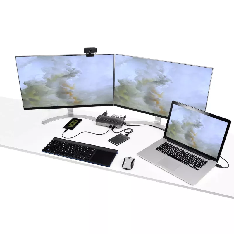 StarTech.com USB-C USB-A Dock - Hibridinė universali USB 3.0 stotelė, skirta USB-C arba USB-A nešiojamiesiems kompiuteriams - dvigubas monitorius 4K 60Hz HDMI/DisplayPort - 6x USB-A, GbE - USB 3.1 Gen 1 - Windows/Mac