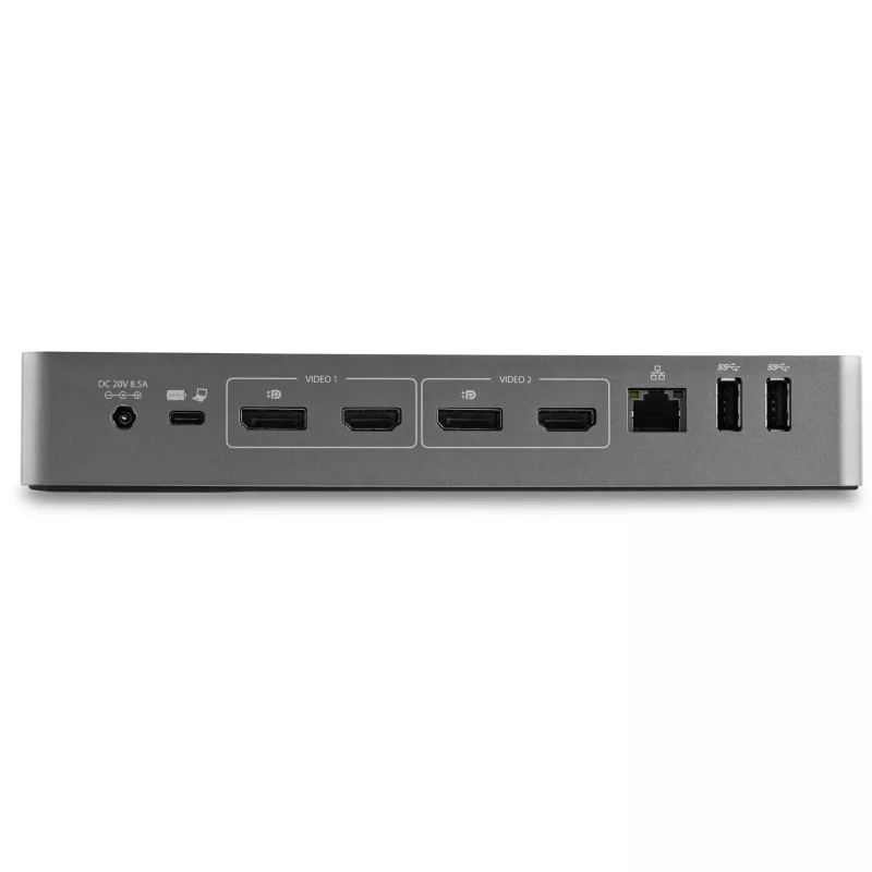 StarTech.com Universali nešiojamojo kompiuterio dokų stotelė, hibridinė USB-C ir USB-A, dviguba 4K DP ir HDMI, 100W PD, Mac / Windows / Chrome OS, 4x USB 5Gbps šakotuvas, GbE