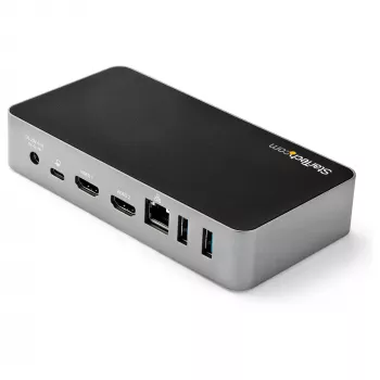 StarTech.com USB-C Dock - Dviejų monitorių 1080p HDMI nešiojamojo kompiuterio dokas - 65W maitinimo tiekimas - 1x USB-C, 3x USB-A, Ethernet - Dviejų vaizdo USB 3.1 Gen 1 Type-C dokas - Mac & Windows