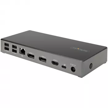 StarTech.com USB-C dokavimo stotelė – trigubas 4K monitorius, USB Type-C, 100W PD, DP 1.4 Alt Mode & DSC, 2x DisplayPort 1.4/HDMI 2.0, 6x USB (2x 10Gbps), Windows/Chrome