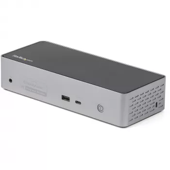 StarTech.com USB-C stotelė – 4K 60Hz keturi monitoriai DisplayPort ir HDMI – universali USB-C dokavimo stotelė su 100W Power Delivery – USB šakotuvas su 1x USB-C ir 3x USB-A, Ethernet, garsu