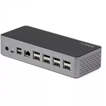 StarTech.com USB-C stotelė – 4K 60Hz keturi monitoriai DisplayPort ir HDMI – universali USB-C dokavimo stotelė su 100W Power Delivery – USB šakotuvas su 1x USB-C ir 3x USB-A, Ethernet, garsu