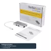 StarTech.com USB-C kelių prievadų adapteris – USB-C kelioninė stotelė su 4K HDMI, 60W maitinimo perdavimu, GbE, 2 prievadų USB-A 3.0 stotelė – nešiojamas mini USB-C dokas nešiojamam kompiuteriui – balta