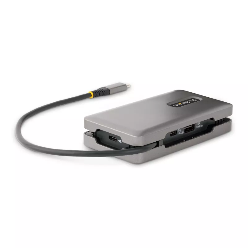 StarTech.com USB-C kelių prievadų adapteris - 4K 60Hz HDMI/DP - 3 prievadų USB centras - 100W Power Delivery perdavimas - GbE - kelioninis mini dokas su įkrovimu - 30 cm apvyniojamas laidas