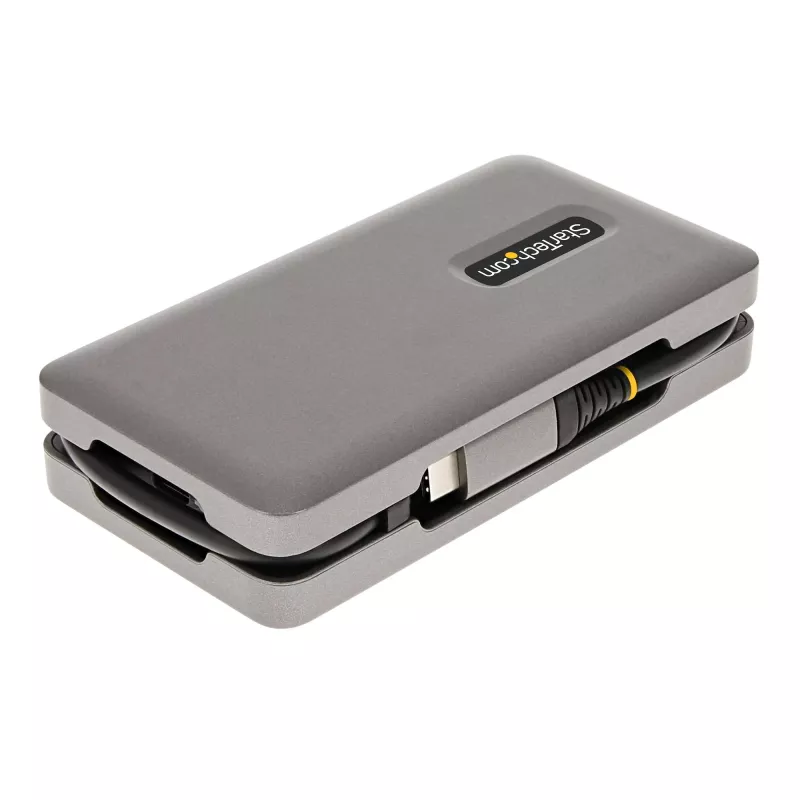 StarTech.com USB-C kelių prievadų adapteris - 4K 60Hz HDMI/DP - 3 prievadų USB centras - 100W Power Delivery perdavimas - GbE - kelioninis mini dokas su įkrovimu - 30 cm apvyniojamas laidas