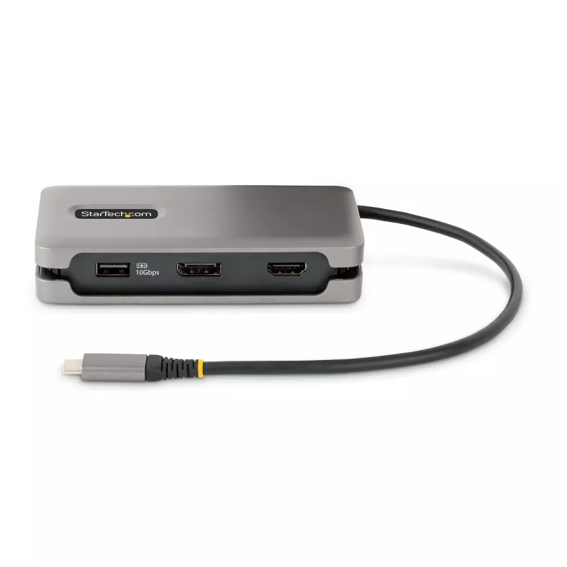 StarTech.com USB-C kelių prievadų adapteris - 4K 60Hz HDMI/DP - 3 prievadų USB centras - 100W Power Delivery perdavimas - GbE - kelioninis mini dokas su įkrovimu - 30 cm apvyniojamas laidas