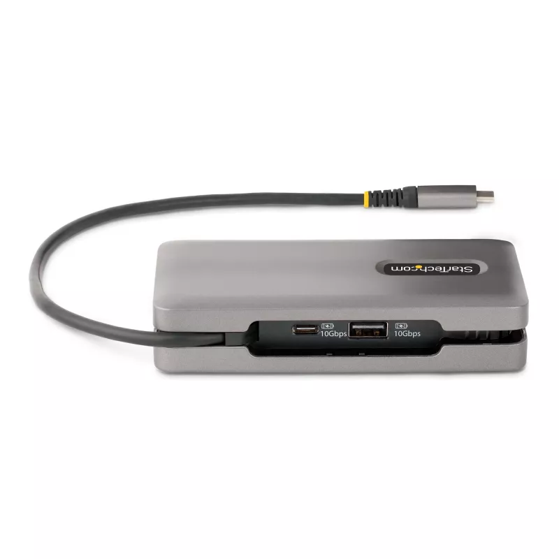 StarTech.com USB-C kelių prievadų adapteris - 4K 60Hz HDMI/DP - 3 prievadų USB centras - 100W Power Delivery perdavimas - GbE - kelioninis mini dokas su įkrovimu - 30 cm apvyniojamas laidas