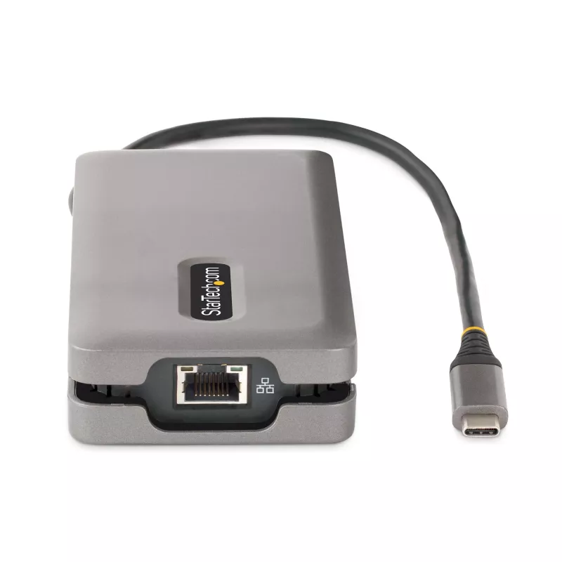 StarTech.com USB-C kelių prievadų adapteris - 4K 60Hz HDMI/DP - 3 prievadų USB centras - 100W Power Delivery perdavimas - GbE - kelioninis mini dokas su įkrovimu - 30 cm apvyniojamas laidas