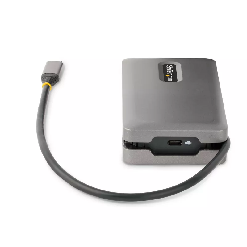 StarTech.com USB-C kelių prievadų adapteris - 4K 60Hz HDMI/DP - 3 prievadų USB centras - 100W Power Delivery perdavimas - GbE - kelioninis mini dokas su įkrovimu - 30 cm apvyniojamas laidas