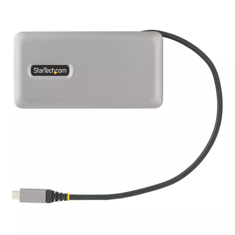 StarTech.com USB-C kelių prievadų adapteris - 4K 60Hz HDMI/DP - 3 prievadų USB centras - 100W Power Delivery perdavimas - GbE - kelioninis mini dokas su įkrovimu - 30 cm apvyniojamas laidas