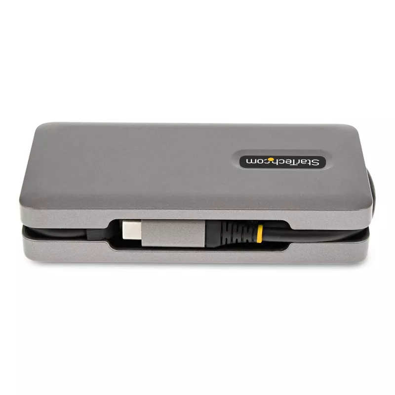 StarTech.com USB-C kelių prievadų adapteris - 4K 60Hz HDMI/DP - 3 prievadų USB centras - 100W Power Delivery perdavimas - GbE - kelioninis mini dokas su įkrovimu - 30 cm apvyniojamas laidas