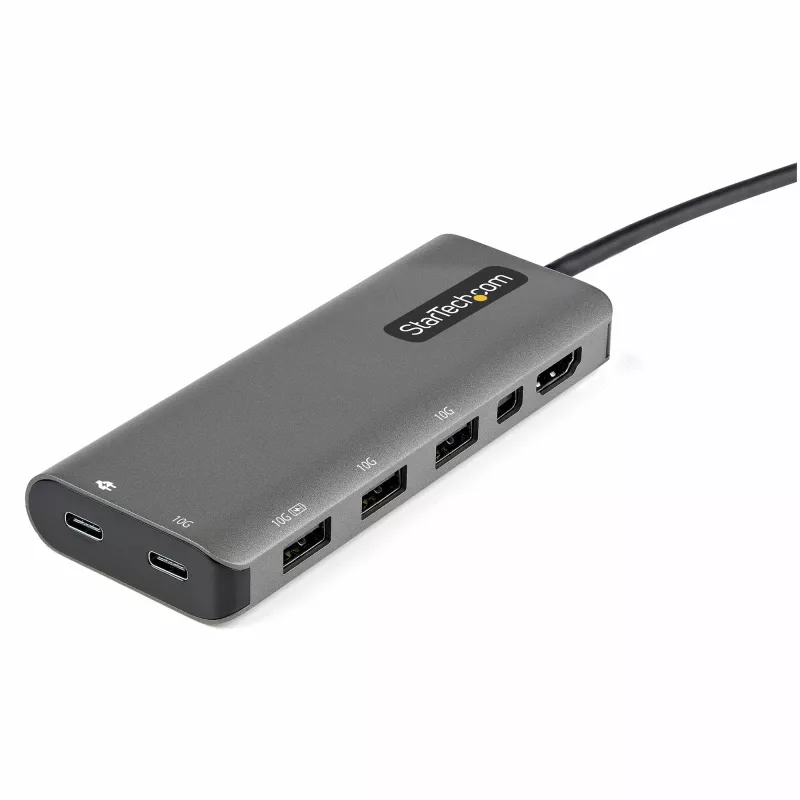 StarTech.com USB-C kelių prievadų adapteris – USB-C į HDMI arba Mini DisplayPort 4K 60Hz, 100W Power Delivery pravedimas, 4 prievadų 10Gbps USB šakotuvas – USB Type-C mini dokas su 30 cm kabeliu