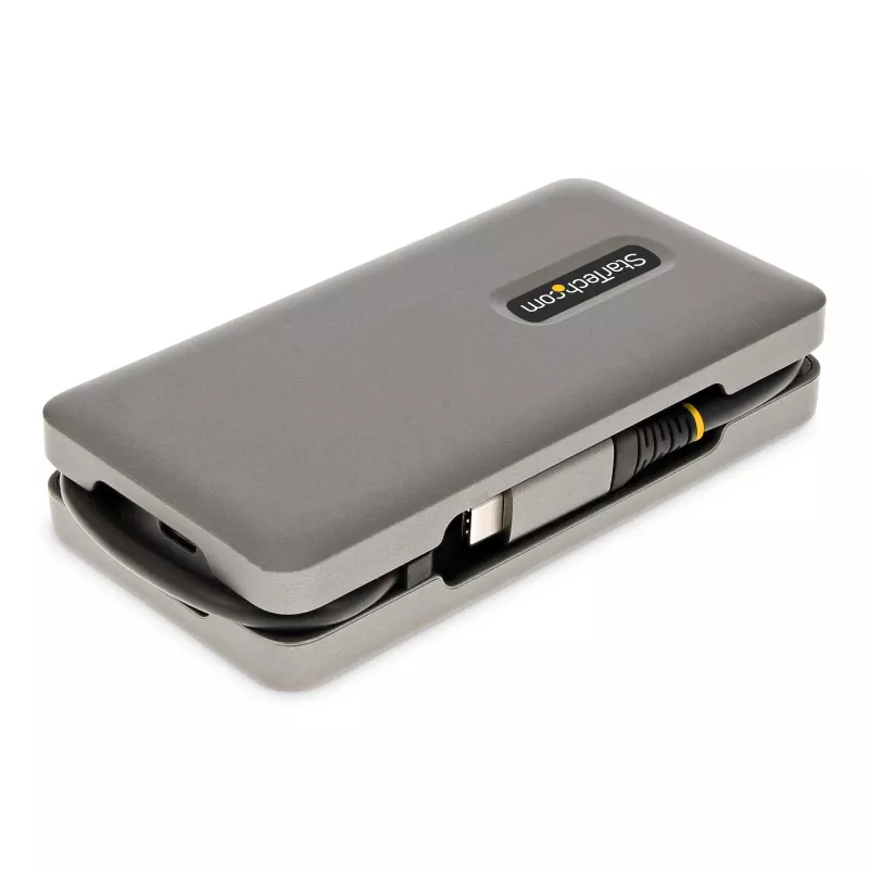 StarTech.com USB-C kelių prievadų adapteris – HDMI/VGA – 4K 60Hz – 3 prievadų USB šakotuvas – 100W Power Delivery perdavimas – GbE – kelioninis mini dokas su įkrovimu – 1ft/30cm apvyniojamas kabelis