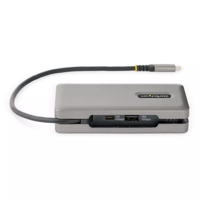 StarTech.com USB-C kelių prievadų adapteris – HDMI/VGA – 4K 60Hz – 3 prievadų USB šakotuvas – 100W Power Delivery perdavimas – GbE – kelioninis mini dokas su įkrovimu – 1ft/30cm apvyniojamas kabelis