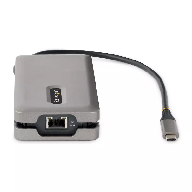 StarTech.com USB-C kelių prievadų adapteris – HDMI/VGA – 4K 60Hz – 3 prievadų USB šakotuvas – 100W Power Delivery perdavimas – GbE – kelioninis mini dokas su įkrovimu – 1ft/30cm apvyniojamas kabelis