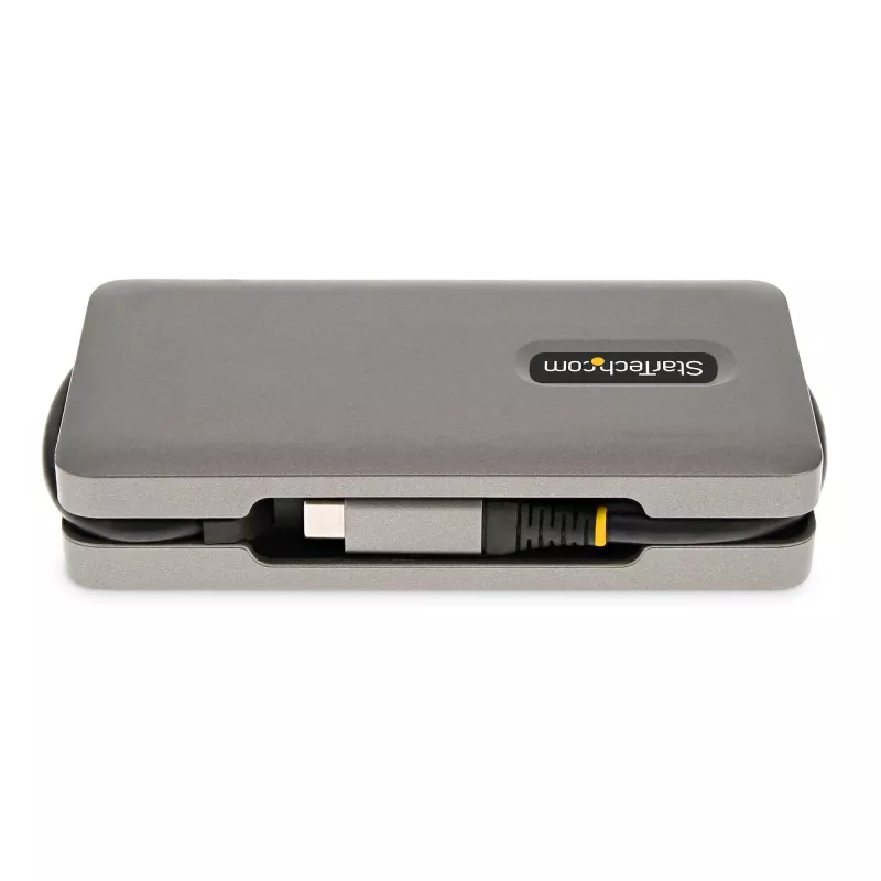 StarTech.com USB-C kelių prievadų adapteris – HDMI/VGA – 4K 60Hz – 3 prievadų USB šakotuvas – 100W Power Delivery perdavimas – GbE – kelioninis mini dokas su įkrovimu – 1ft/30cm apvyniojamas kabelis