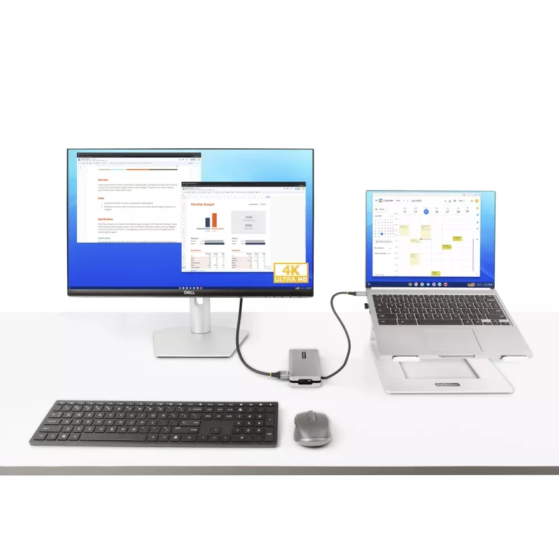 StarTech.com USB-C kelių prievadų adapteris – HDMI/VGA – 4K 60Hz – 3 prievadų USB šakotuvas – 100W Power Delivery perdavimas – GbE – kelioninis mini dokas su įkrovimu – 1ft/30cm apvyniojamas kabelis