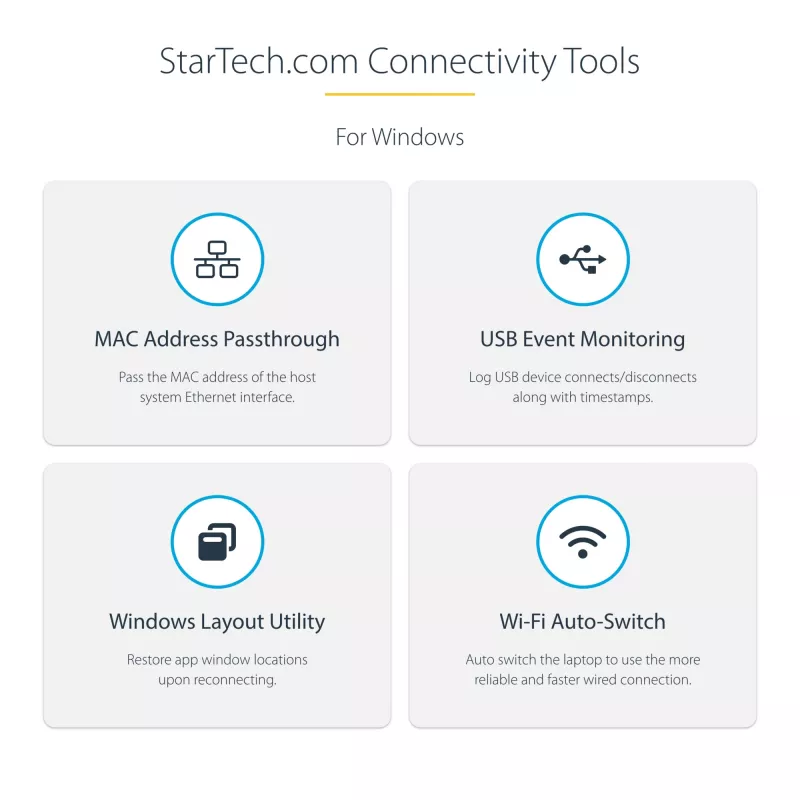 StarTech.com USB-C kelių prievadų adapteris – HDMI/VGA – 4K 60Hz – 3 prievadų USB šakotuvas – 100W Power Delivery perdavimas – GbE – kelioninis mini dokas su įkrovimu – 1ft/30cm apvyniojamas kabelis