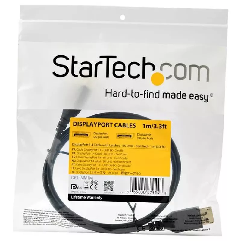 StarTech.com 1 m VESA sertifikuotas DisplayPort 1.4 laidas - 8K 60Hz HBR3 HDR - itin plonas DP laidas