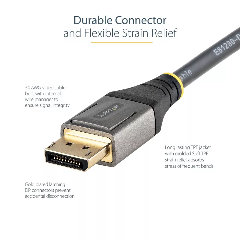 StarTech.com 2 m VESA sertifikuotas DisplayPort 1.4 laidas - 8K 60Hz HDR10 - Ultra HD 4K 120Hz vaizdas - DP 1.4 laidas / kabelis - Monitoriams / ekranams - DisplayPort į DisplayPort laidas - M/M