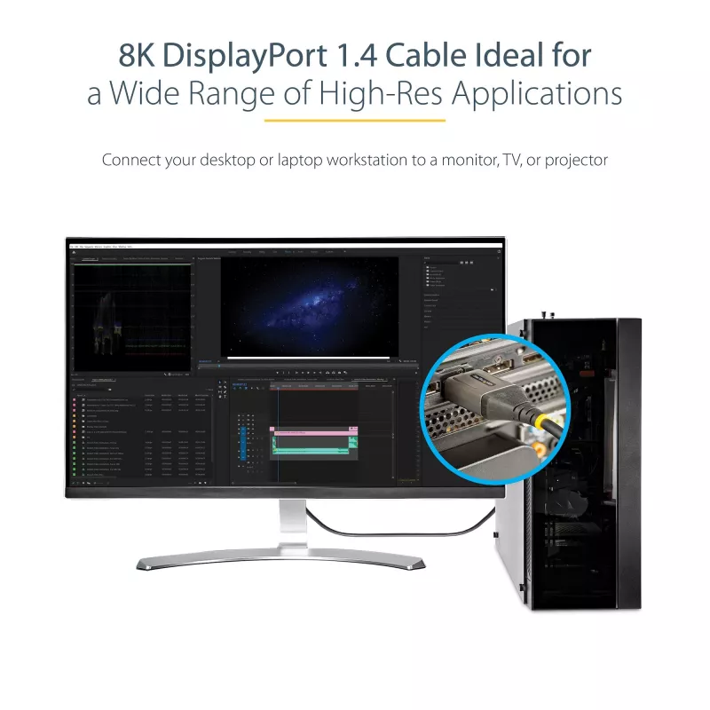 StarTech.com 2 m VESA sertifikuotas DisplayPort 1.4 laidas - 8K 60Hz HDR10 - Ultra HD 4K 120Hz vaizdas - DP 1.4 laidas / kabelis - Monitoriams / ekranams - DisplayPort į DisplayPort laidas - M/M