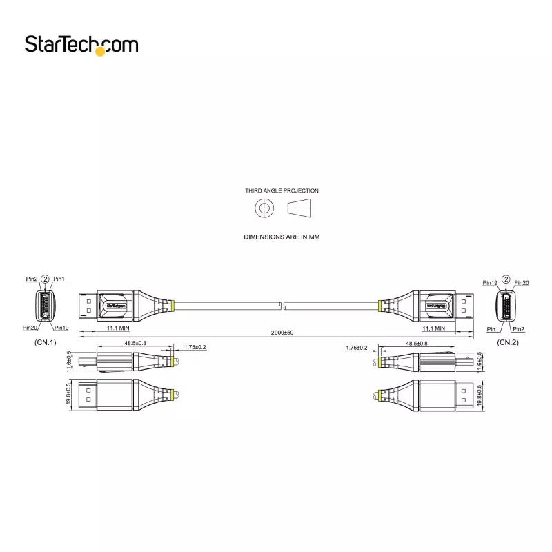 StarTech.com 2 m VESA sertifikuotas DisplayPort 1.4 laidas - 8K 60Hz HDR10 - Ultra HD 4K 120Hz vaizdas - DP 1.4 laidas / kabelis - Monitoriams / ekranams - DisplayPort į DisplayPort laidas - M/M