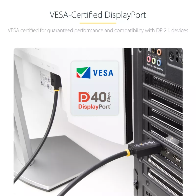 StarTech.com 2m DisplayPort 2.1 laidas, VESA sertifikuotas DP40, su UHBR10/HDR/HDCP 2.2, 8K 60Hz/4K 144Hz su DSC 1.2a, 40Gbps, DP 2.1 laidas, UHD monitoro laidas, M/M