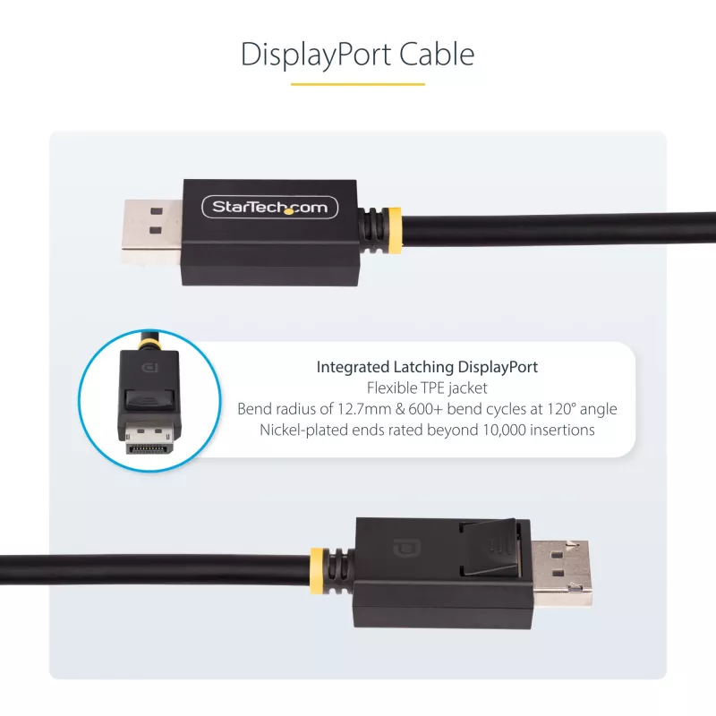 StarTech.com 2m DisplayPort 2.1 laidas, VESA sertifikuotas DP40, su UHBR10/HDR/HDCP 2.2, 8K 60Hz/4K 144Hz su DSC 1.2a, 40Gbps, DP 2.1 laidas, UHD monitoro laidas, M/M