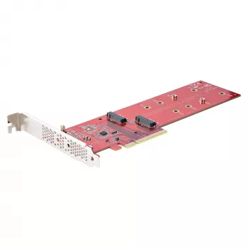 StarTech.com DUAL-M2-PCIE-CARD-B – Dvigubas M.2 PCIe SSD adapteris, PCIe x8 / x16 į du NVMe arba AHCI M.2 SSD, PCI Express 4.0, 7,8 GB/s vienam diskui, reikalinga bifurkacija